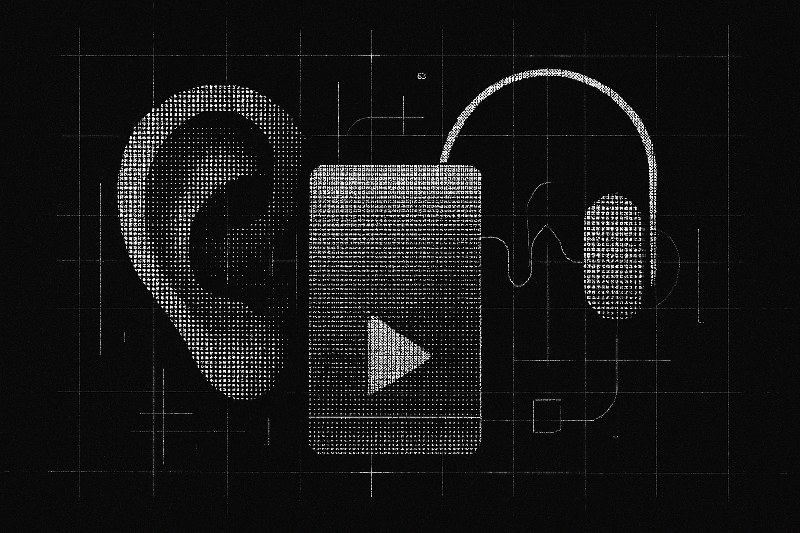 AI audio production illustration showing neural networks and sound waves
